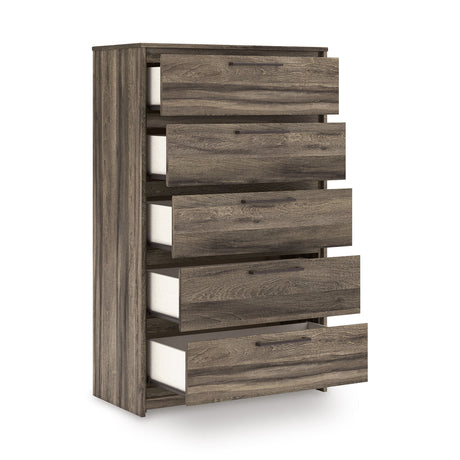 Elbrim Brown LED Storage Panel Bedroom Set with 4 Drawers by Ashley at Eve Furniture