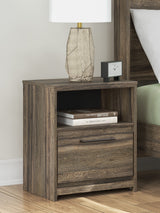 Elbrim Brown LED Storage Panel Bedroom Set with 6 Drawers by Ashley at Eve Furniture
