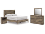 Elbrim Brown Queen Panel Bedroom Set with Dresser, Mirror and Nightstand