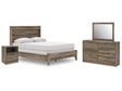 Elbrim Brown Queen Panel Bedroom Set with Dresser, Mirror and Nightstand by Ashley at Eve Furniture