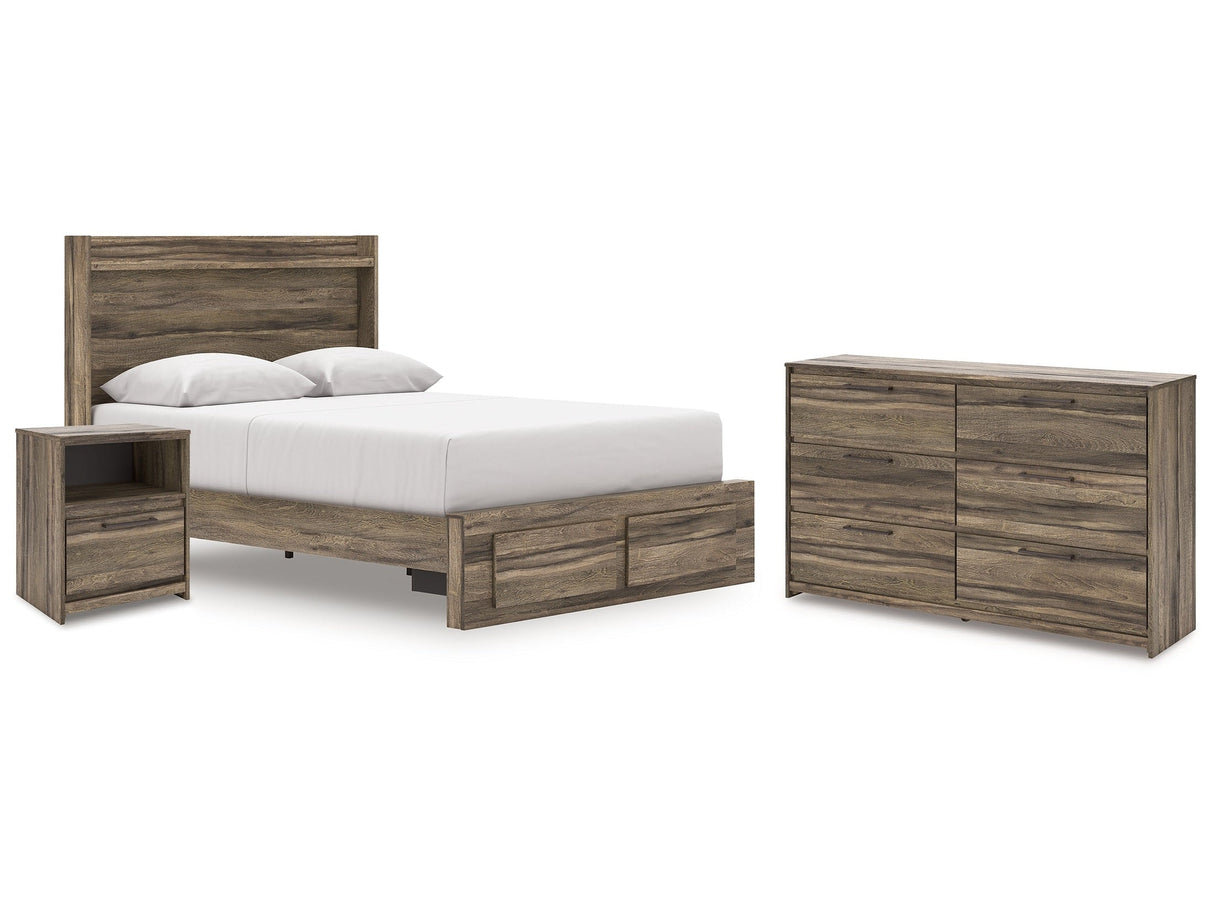 Elbrim Brown Queen Panel Storage Bedroom Set with Dresser and Nightstand