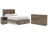 Elbrim Brown Queen Panel Storage Bedroom Set with Dresser and Nightstand