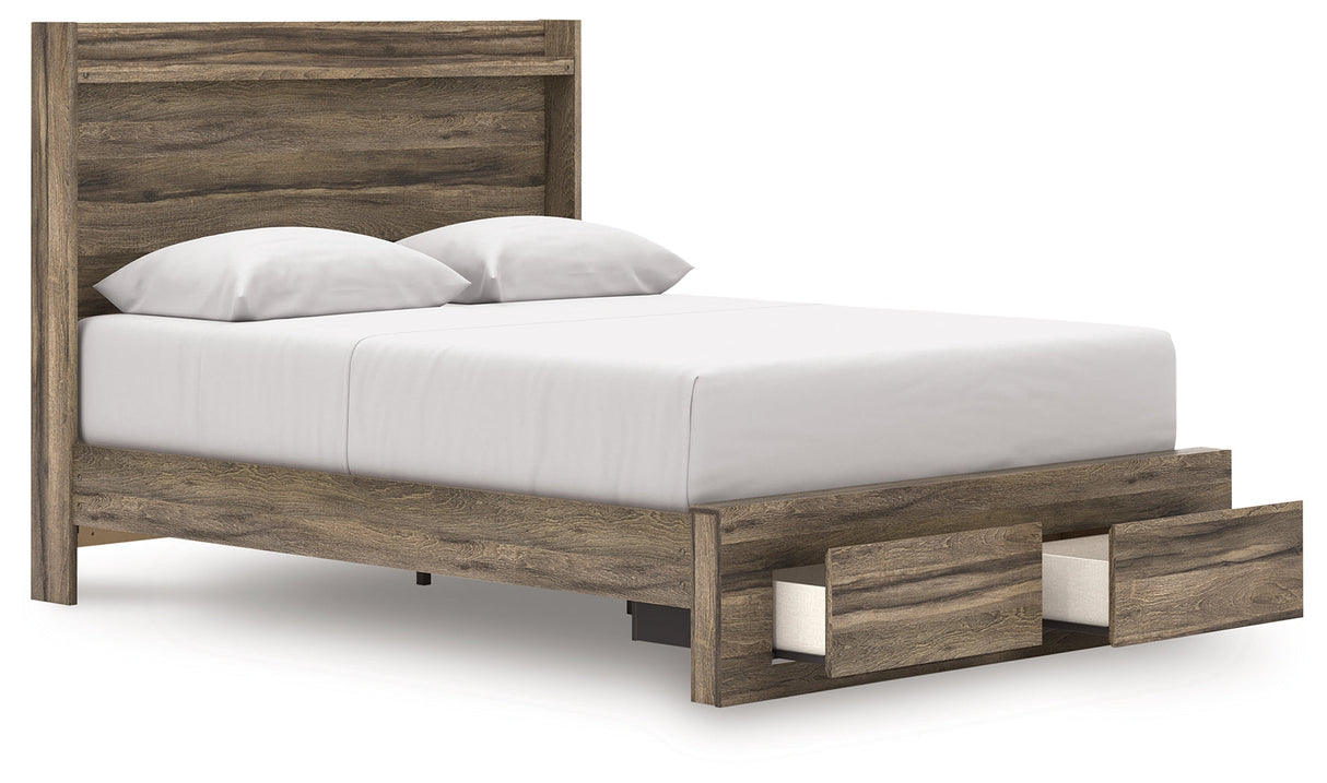 Elbrim Brown Queen Panel Storage Bedroom Set with Dresser, Mirror and Nightstand by Ashley at Eve Furniture