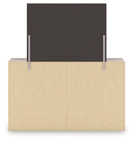 Elbrim Brown Queen Panel Storage Bedroom Set with Dresser, Mirror and Nightstand by Ashley at Eve Furniture