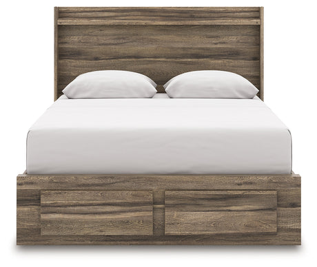 Elbrim Brown Queen Panel Storage Bedroom Set with Dresser, Mirror and Nightstand by Ashley at Eve Furniture