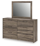 Elbrim Brown Queen Panel Storage Bedroom Set with Dresser, Mirror and Nightstand