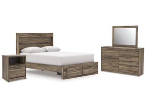 Elbrim Brown Queen Panel Storage Bedroom Set with Dresser, Mirror and Nightstand by Ashley at Eve Furniture