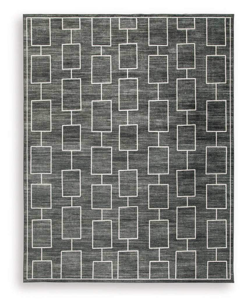 Elderland Black/Gray Washable Large Rug by Ashley at Eve Furniture
