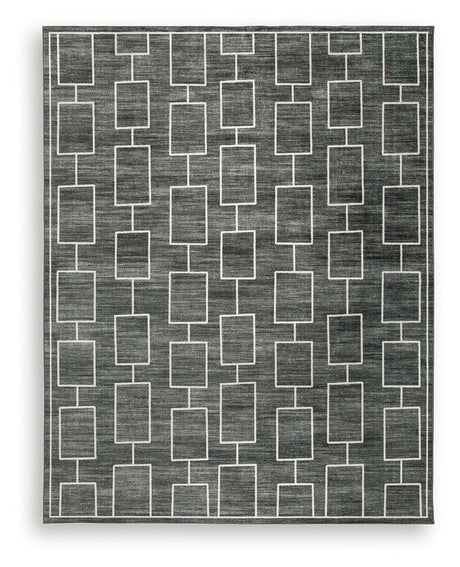 Elderland Black/Gray Washable Large Rug by Ashley at Eve Furniture