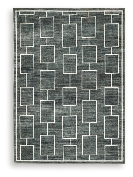 Elderland Black/Gray Washable Medium Rug by Ashley at Eve Furniture