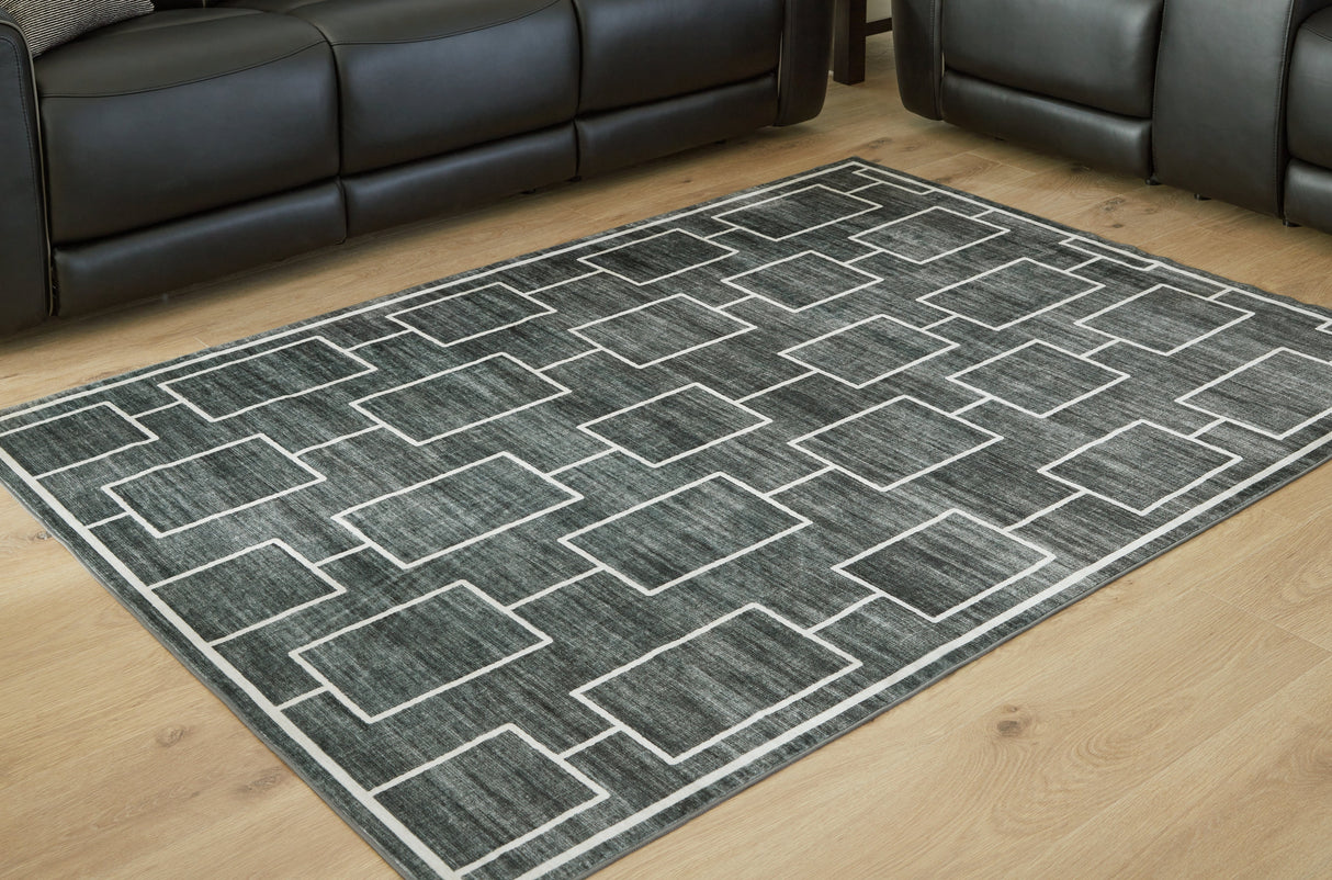 Elderland Black/Gray Washable Medium Rug by ASHLEY FURNITURE at Eve Furniture