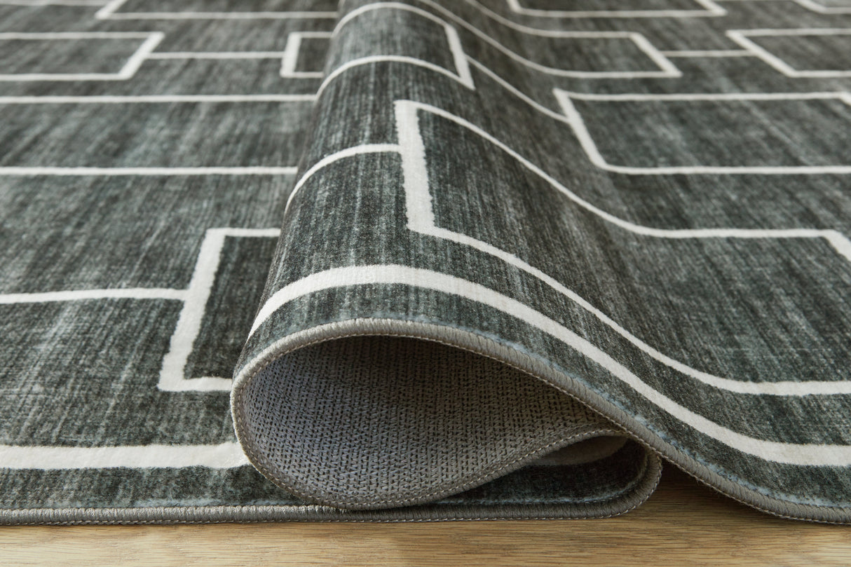 Elderland Black/Gray Washable Medium Rug by ASHLEY FURNITURE at Eve Furniture