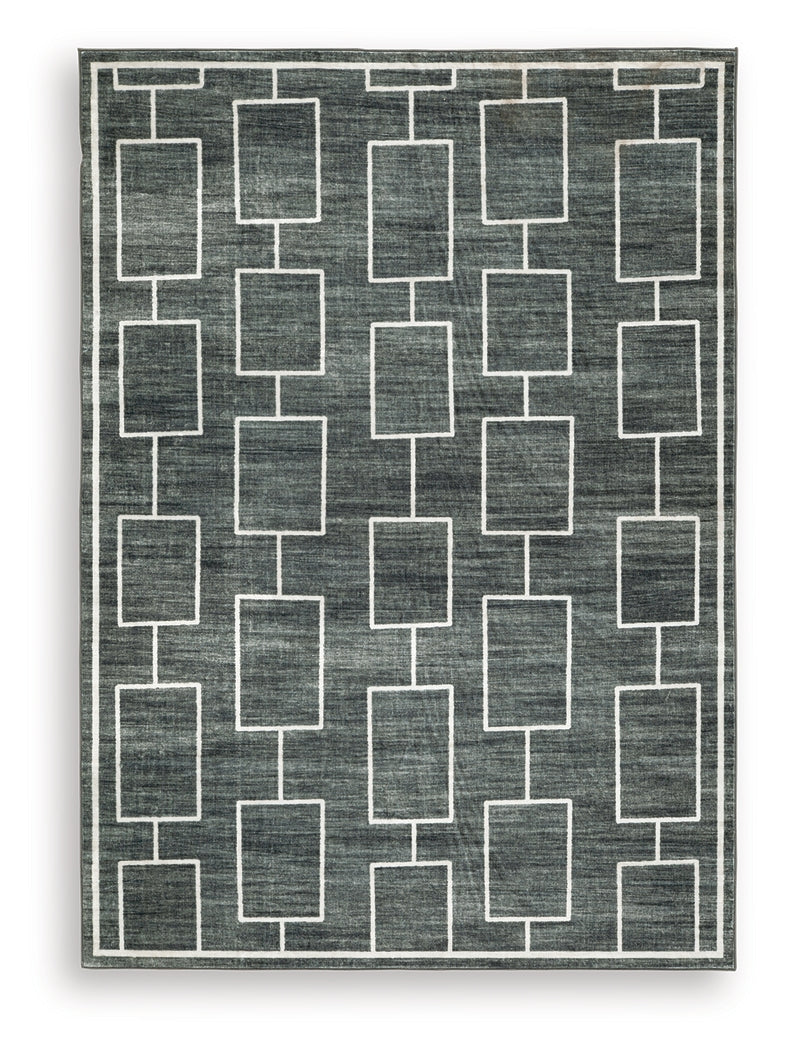Elderland Black/Gray Washable Medium Rug by ASHLEY FURNITURE at Eve Furniture