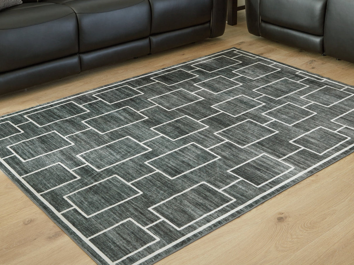 Elderland Black/Gray Washable Medium Rug by ASHLEY FURNITURE at Eve Furniture