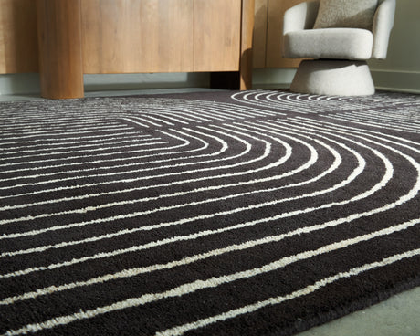 Eldonmore Black/Ivory Large Rug by Ashley at Eve Furniture