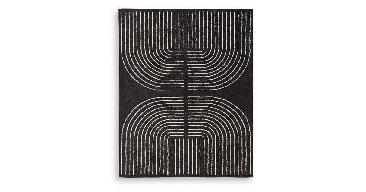 Eldonmore Black/Ivory Large Rug by Ashley at Eve Furniture