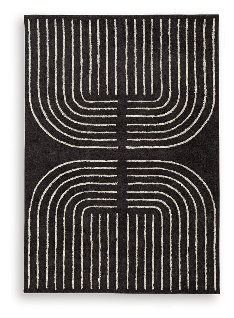 Eldonmore Black/Ivory Medium Rug by Ashley at Eve Furniture