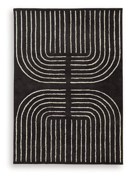 Eldonmore Black/Ivory Medium Rug by Ashley at Eve Furniture