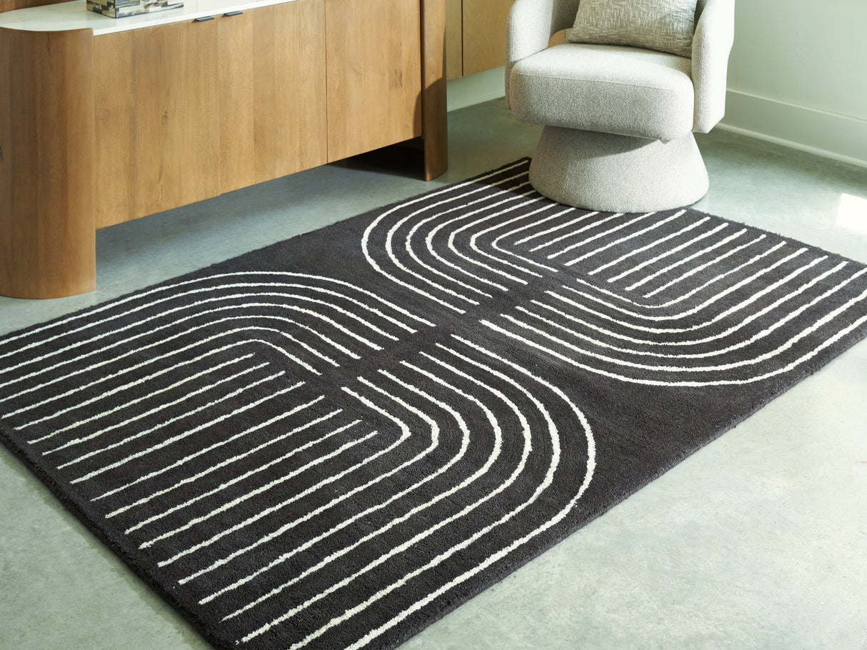 Eldonmore Black/Ivory Medium Rug by Ashley at Eve Furniture
