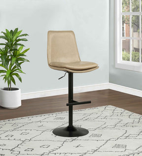 Eldridge Tan/Black Faux Leather Upholstered Adjustable Bar Stool by Coaster at Eve Furniture