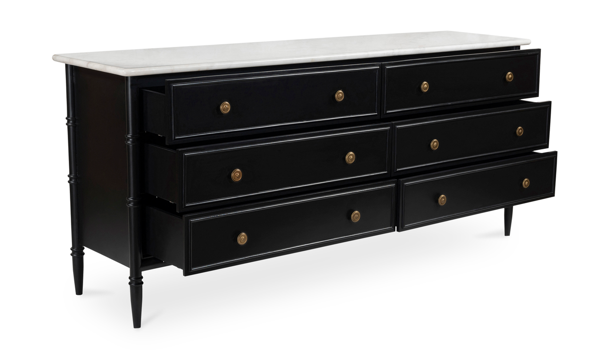 Eleanor 6 Drawer Dresser Black by Moe's Home at Eve Furniture