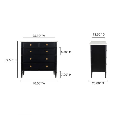 Eleanor Black 5 Drawer Chest by MOES at Eve Furniture