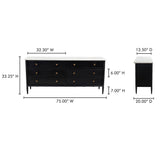 Eleanor Black 6 Drawer Dresser by Moe's Home at Eve Furniture