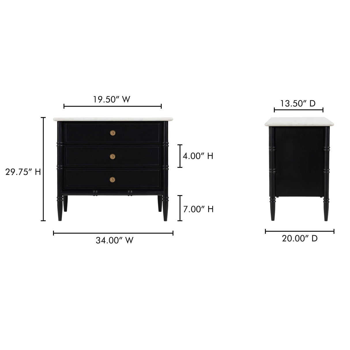 Eleanor Black Nightstand by Moe's Home at Eve Furniture