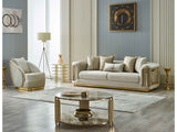 Elegance 3-pieces (Sofa & Loveseat & Chair) Livingroom Set in Cream
