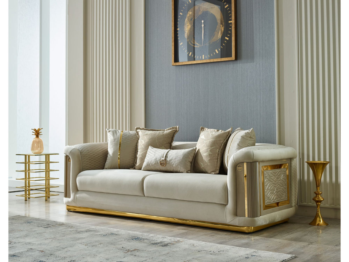 Elegance 3-pieces (Sofa & Loveseat & Chair) Livingroom Set in Cream by Furnia at Eve Furniture