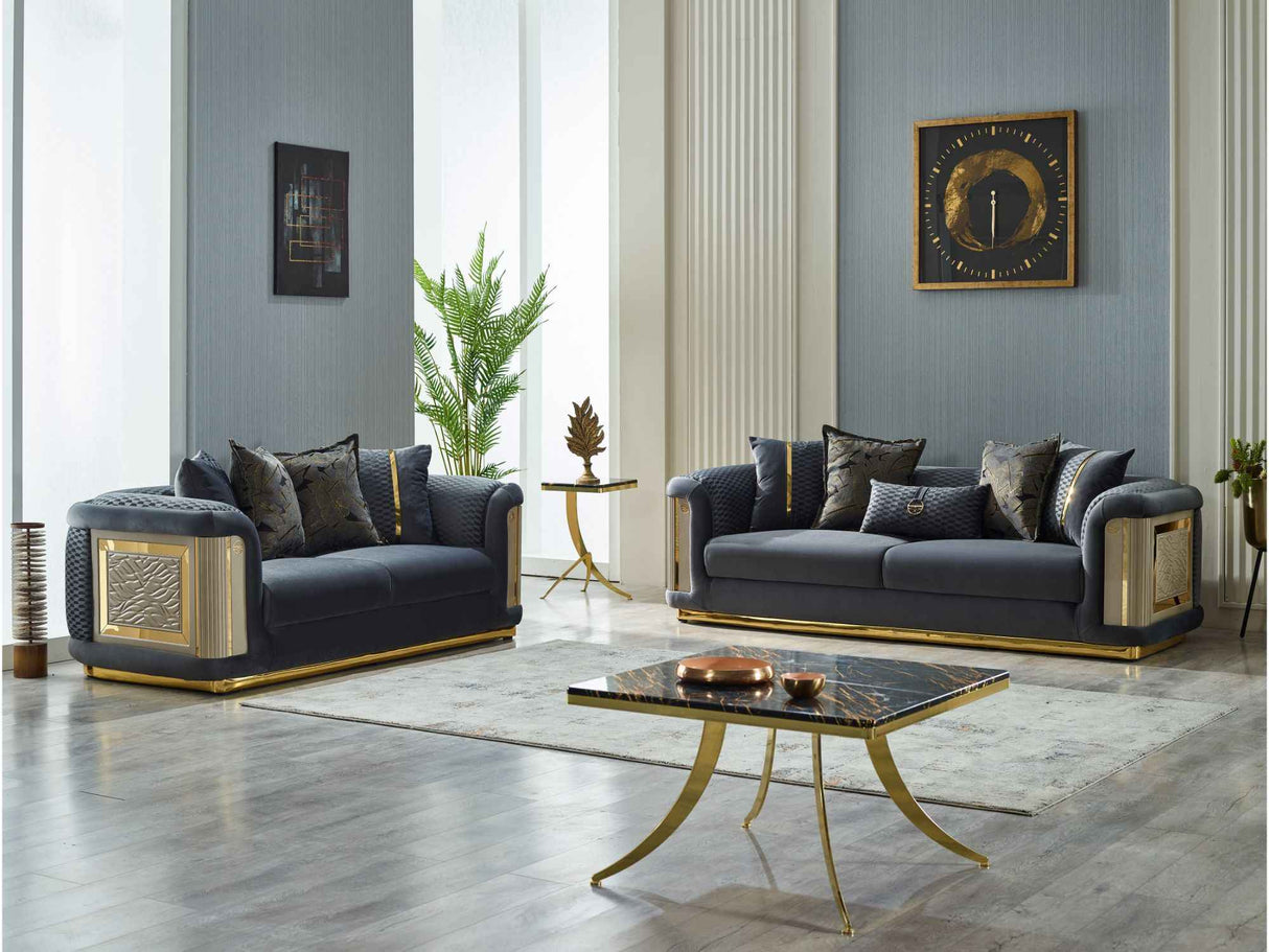 Elegance 3-pieces (Sofa & Loveseat & Chair) Livingroom Set in Dark Grey by Furnia at Eve Furniture