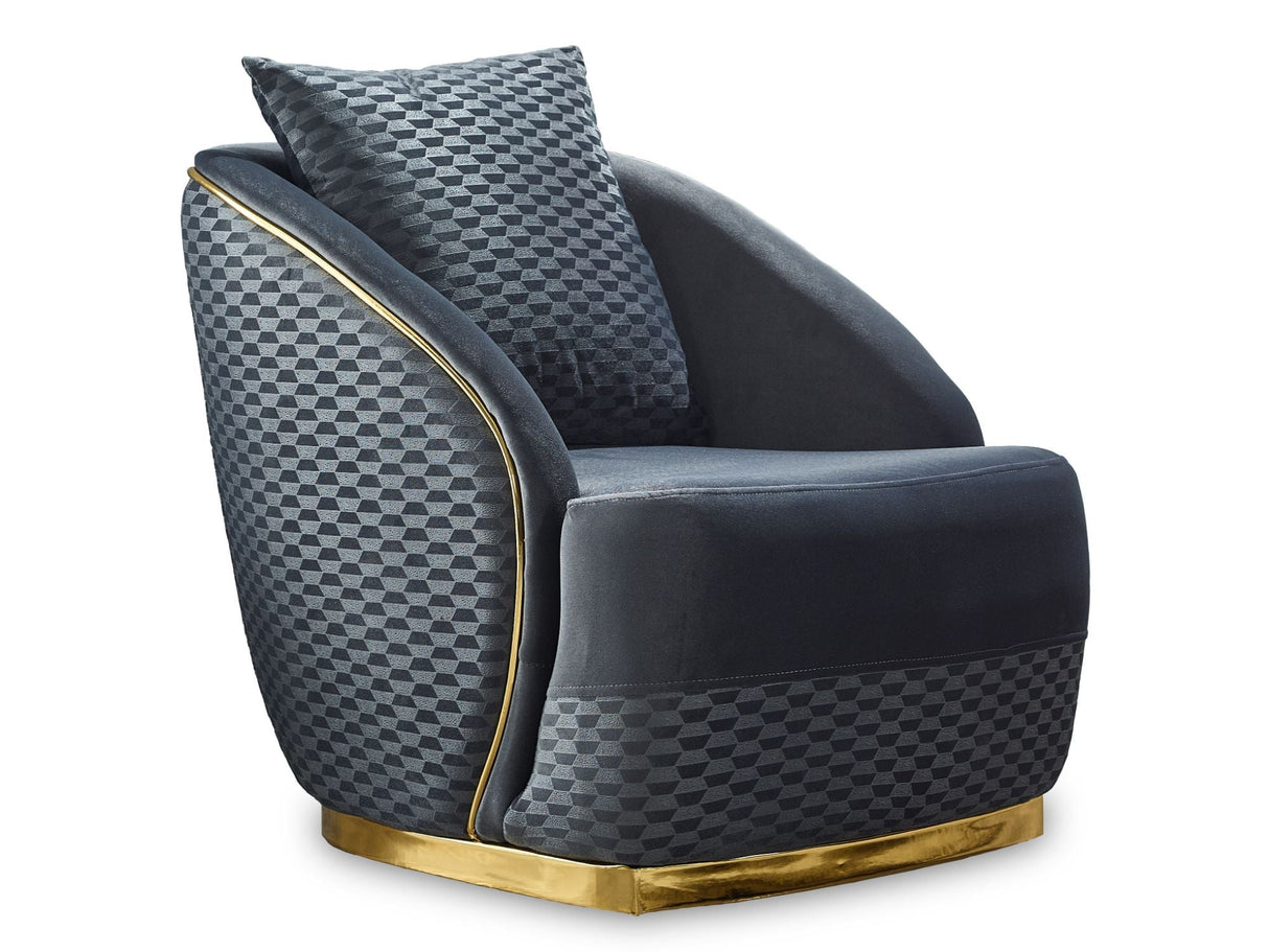 Elegance 3-pieces (Sofa & Loveseat & Chair) Livingroom Set in Dark Grey by Furnia at Eve Furniture