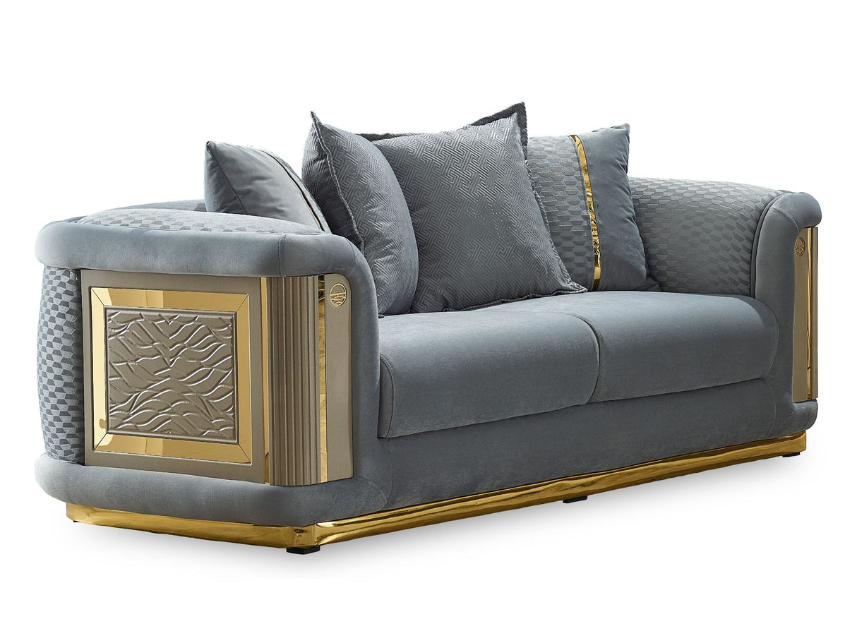 Elegance 3-pieces (Sofa & Loveseat & Chair) Livingroom Set in Light Grey by Furnia at Eve Furniture