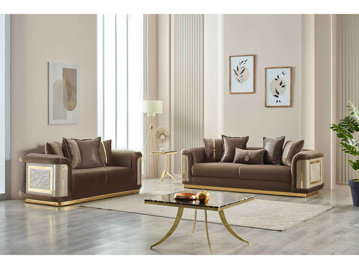 Elegance Brown Stationary Loveseat by Furnia at Eve Furniture