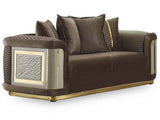 Elegance Brown Stationary Loveseat by Furnia at Eve Furniture