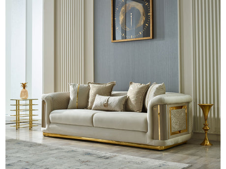 Elegance Cream 3-pieces (Sofa & Loveseat & Chair) Living Room Set by Furnia at Eve Furniture