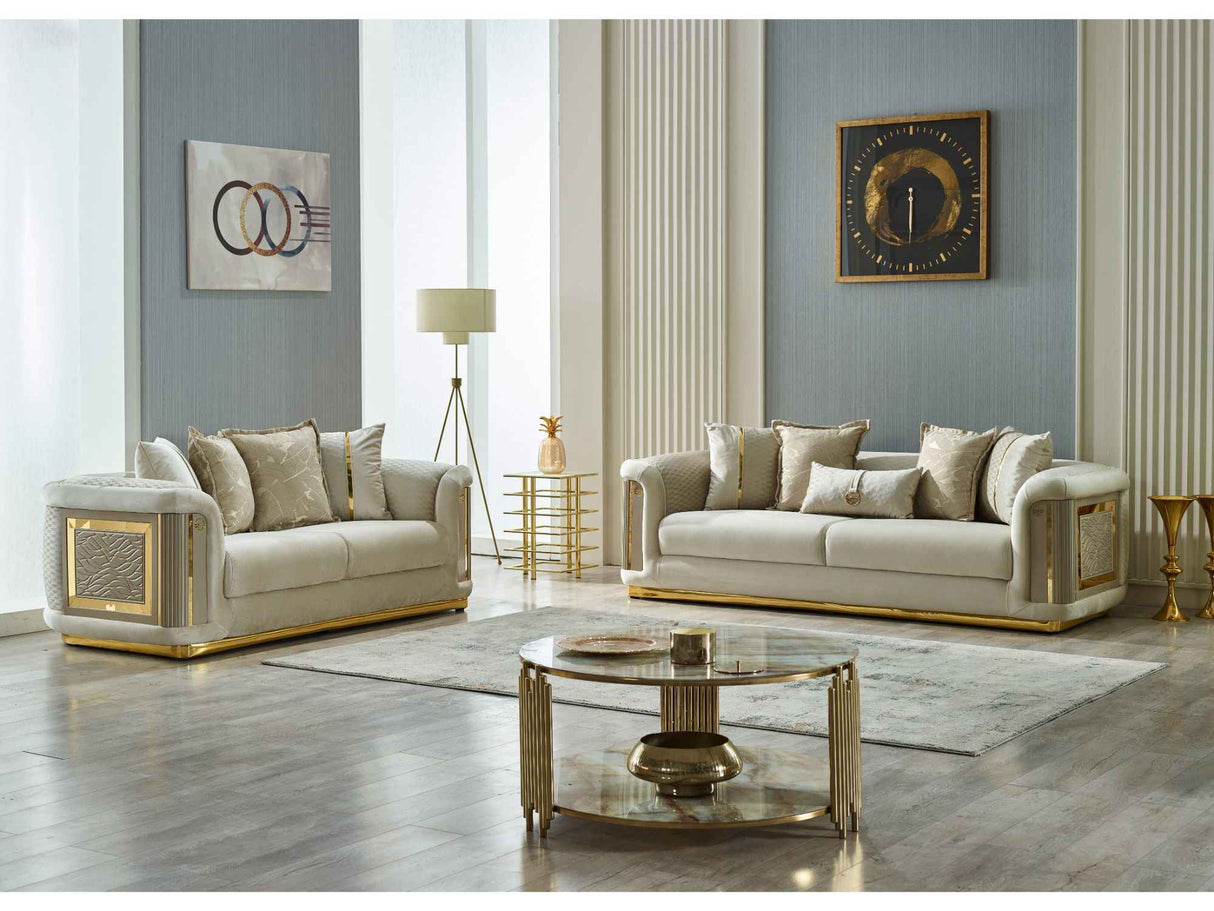 Elegance Cream Stationary Loveseat by Furnia at Eve Furniture