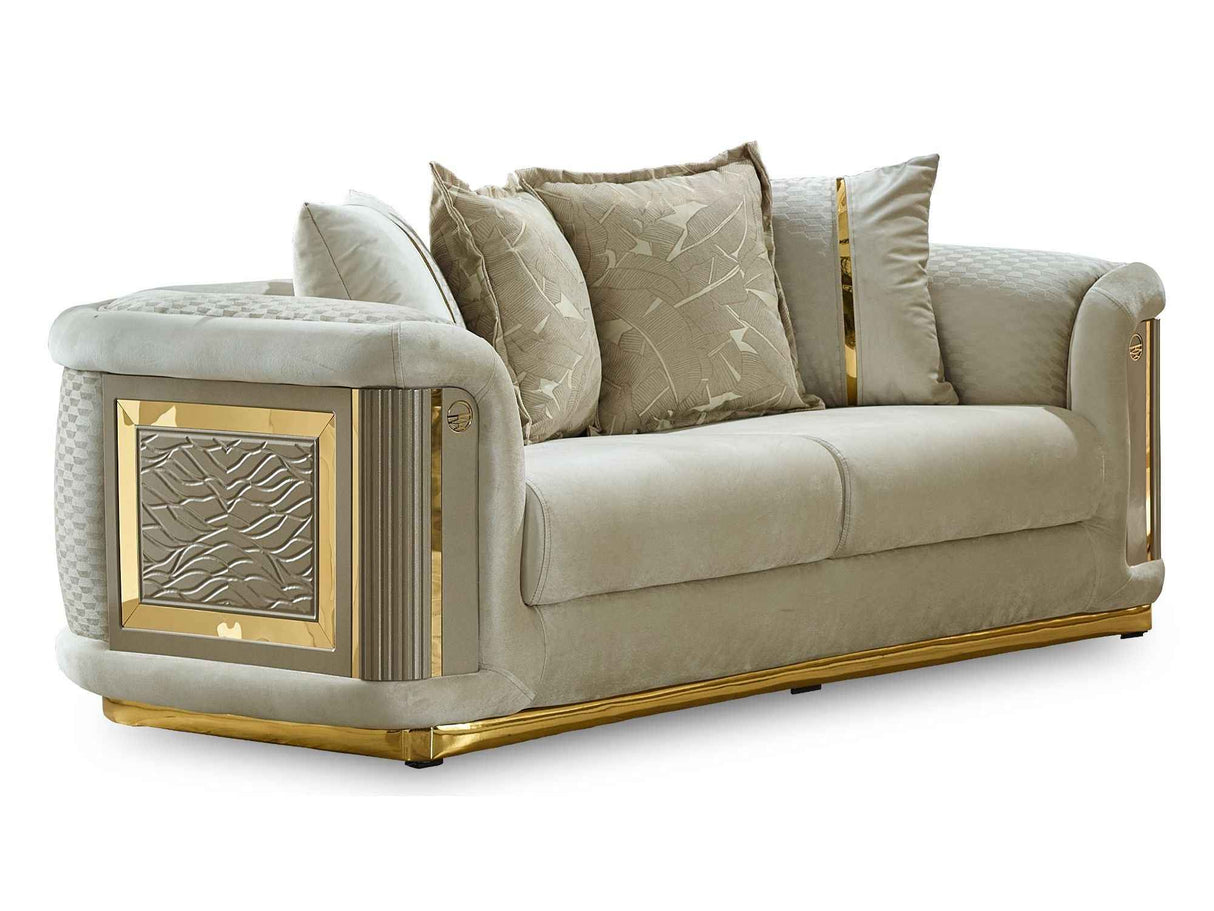 Elegance Cream Stationary Loveseat by Furnia at Eve Furniture
