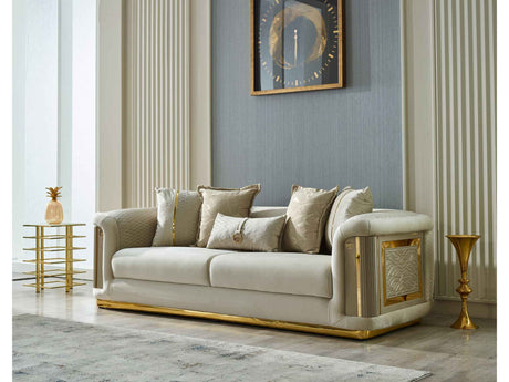 Elegance Cream Stationary Sofa by Furnia at Eve Furniture