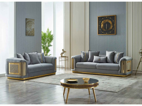 Elegance Light Grey Stationary Loveseat by Furnia at Eve Furniture