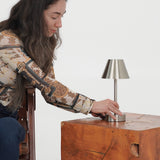 Elegance Rechargeable LED Table Lamp Brushed Nickel LED Touch Switch by Ashcroft Furniture at Eve Furniture