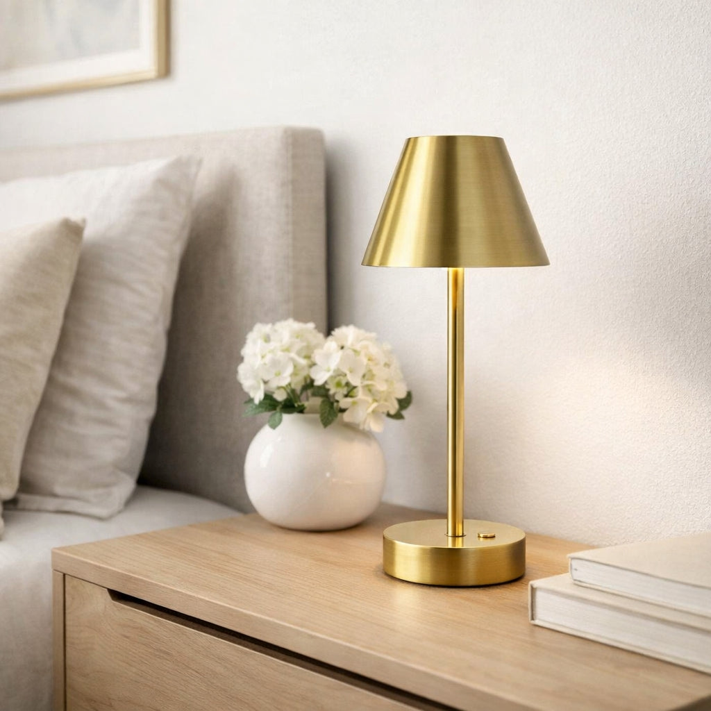 Elegance Rechargeable LED Table Lamp (Plated Brass) by Ashcroft Furniture at Eve Furniture