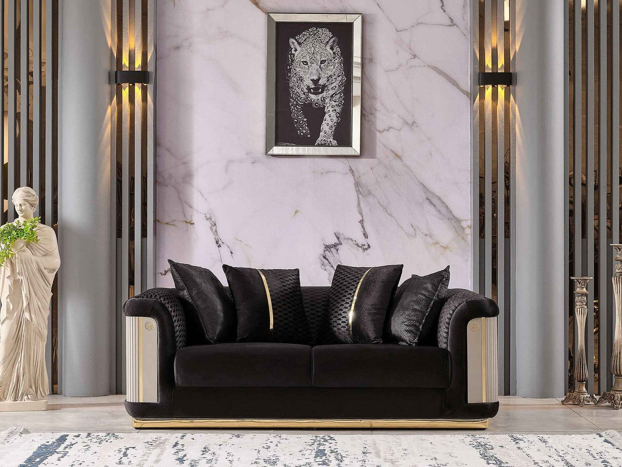 Elegance Stationary Loveseat Black by Furnia at Eve Furniture