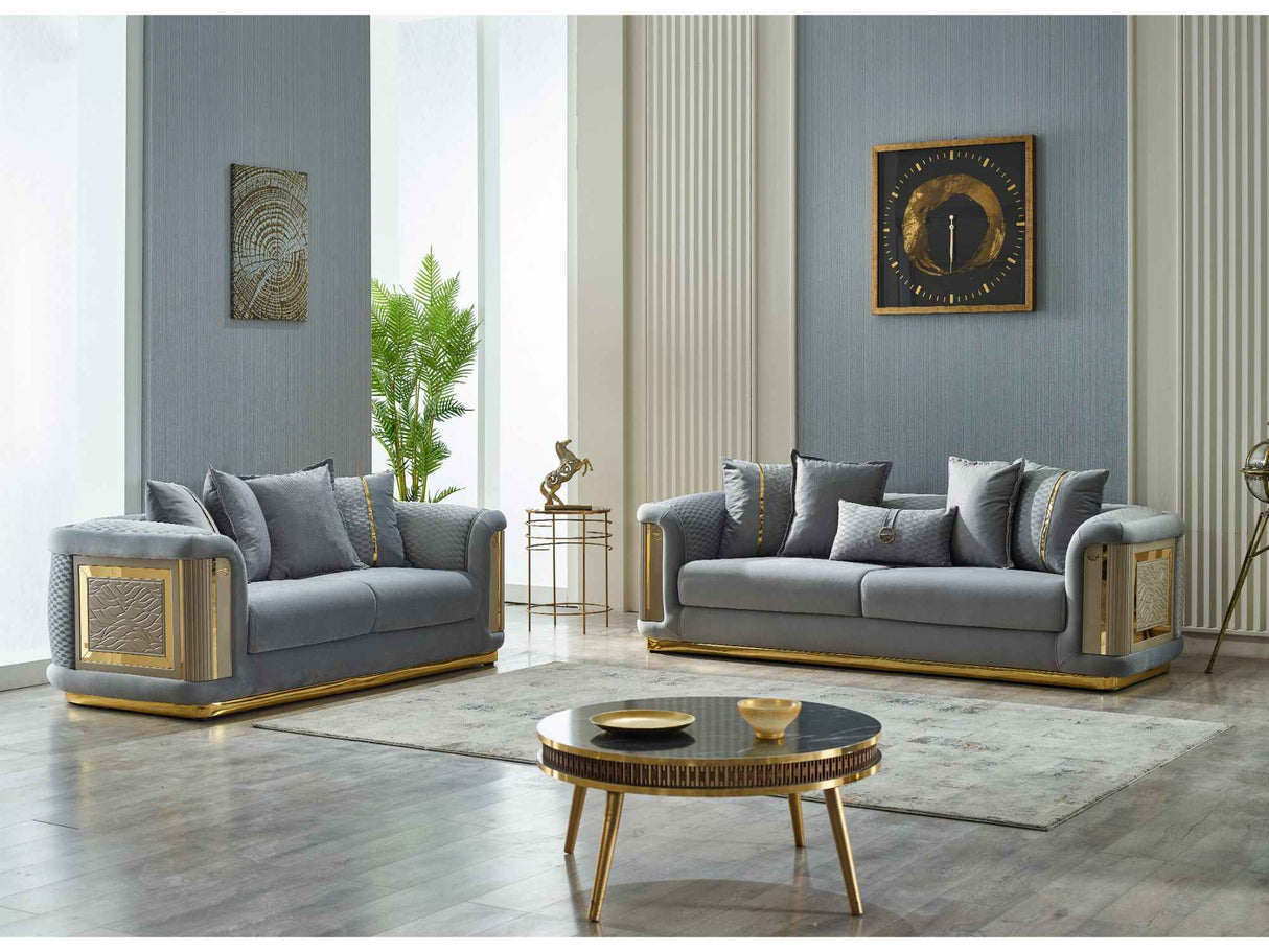Elegance Stationary Loveseat Light Grey by Furnia at Eve Furniture