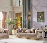 Elegance Stationary Sofa in Beige by Furnia at Eve Furniture