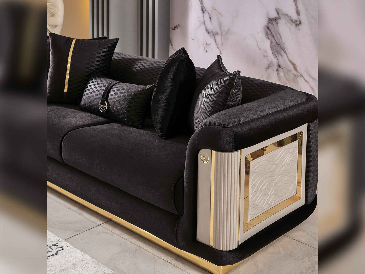 Elegance Stationary Sofa in Black by Furnia at Eve Furniture