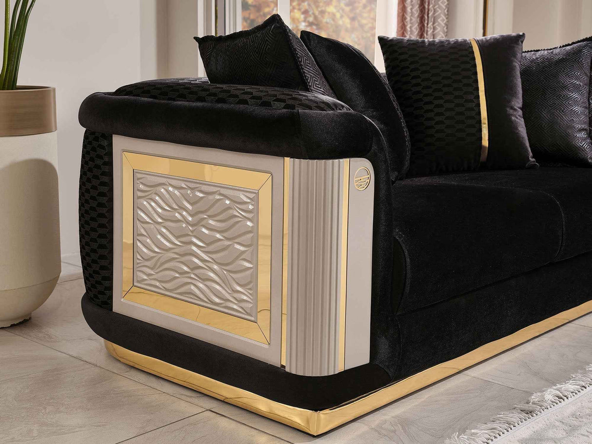 Elegance Stationary Sofa in Black by Furnia at Eve Furniture