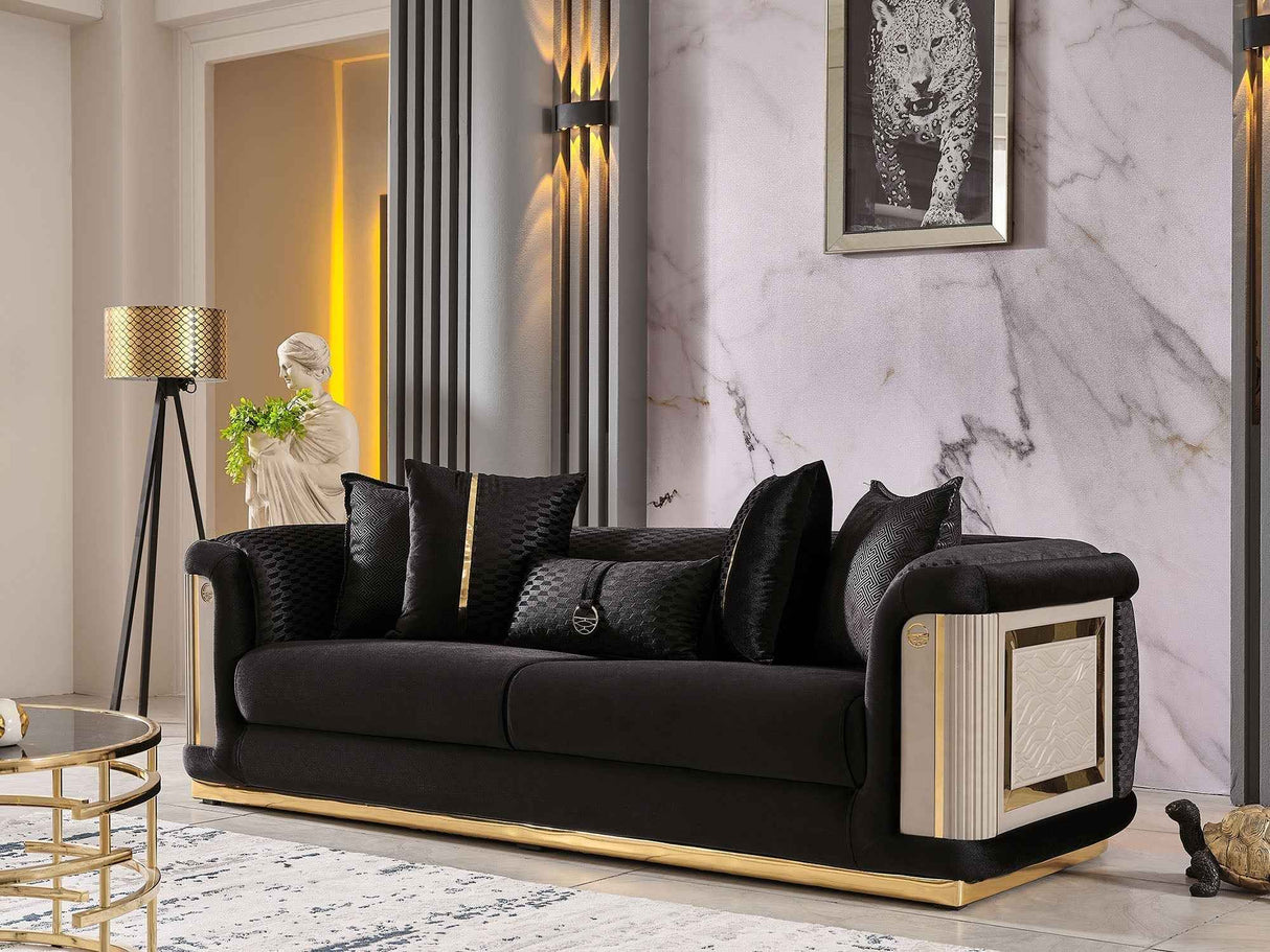 Elegance Stationary Sofa in Black by Furnia at Eve Furniture