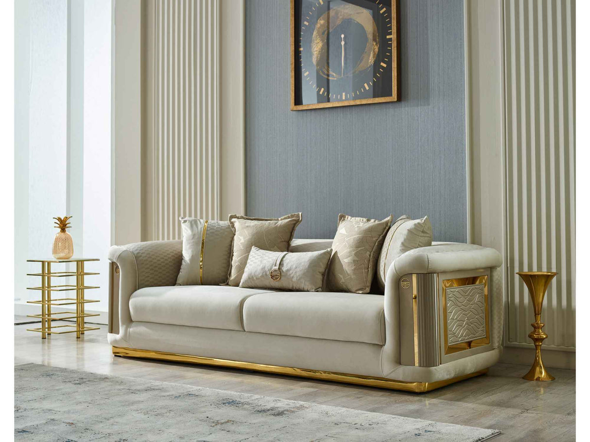 Elegance Stationary Sofa in Cream by Furnia at Eve Furniture