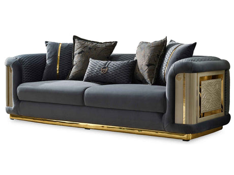 Elegance Stationary Sofa in Dark Grey by Furnia at Eve Furniture